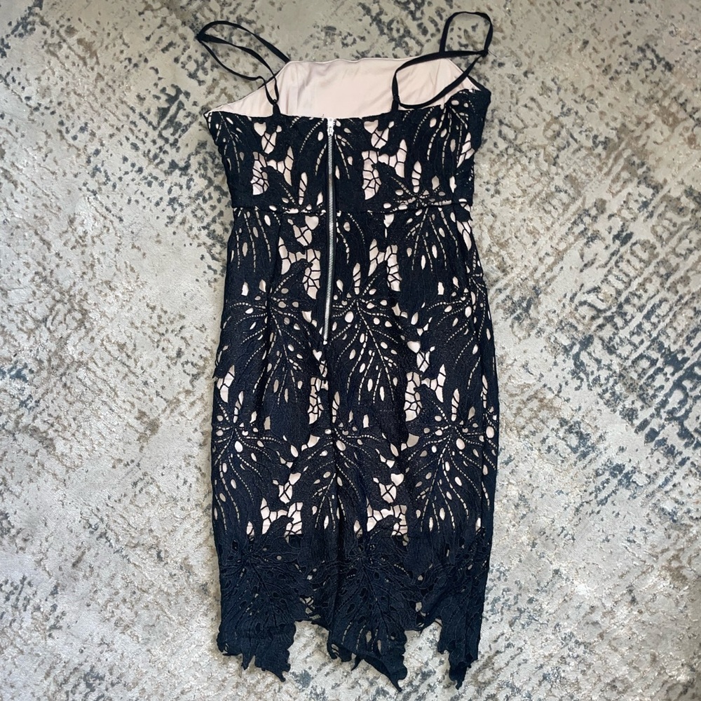 Black Midi Dress by Aqua Lace over Nude XS - Picture 6 of 9